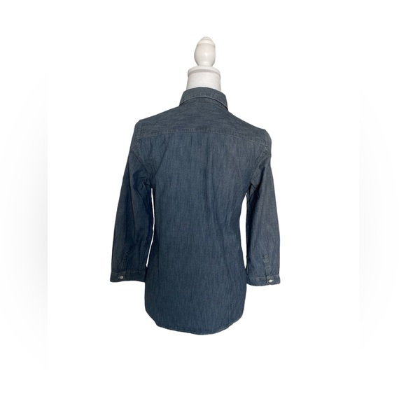 Lands’ End Chambray Denim Popover Stretch Top – Size 4 - Picture 2 of 3